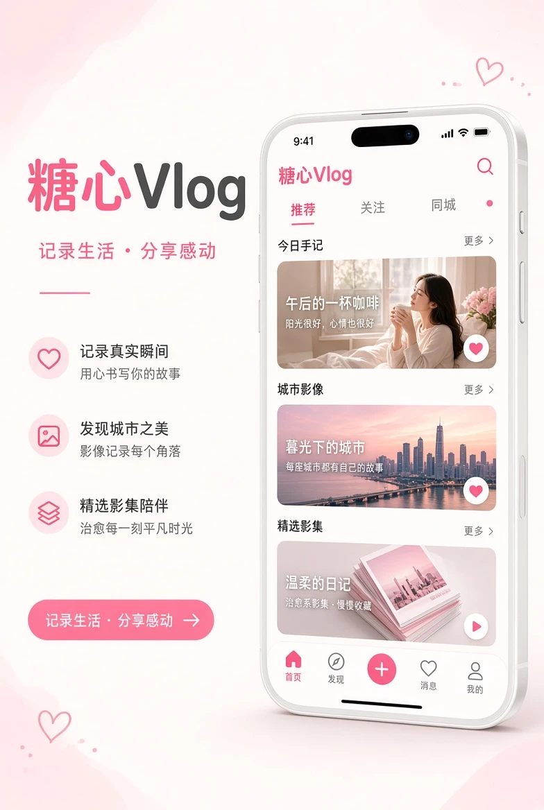 糖心Vlog移动端内容服务示意