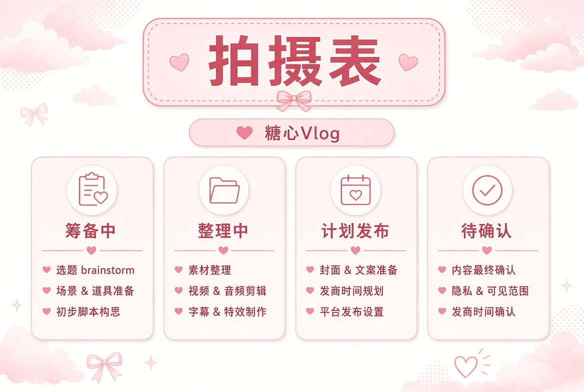 糖心Vlog拍摄表主题插画